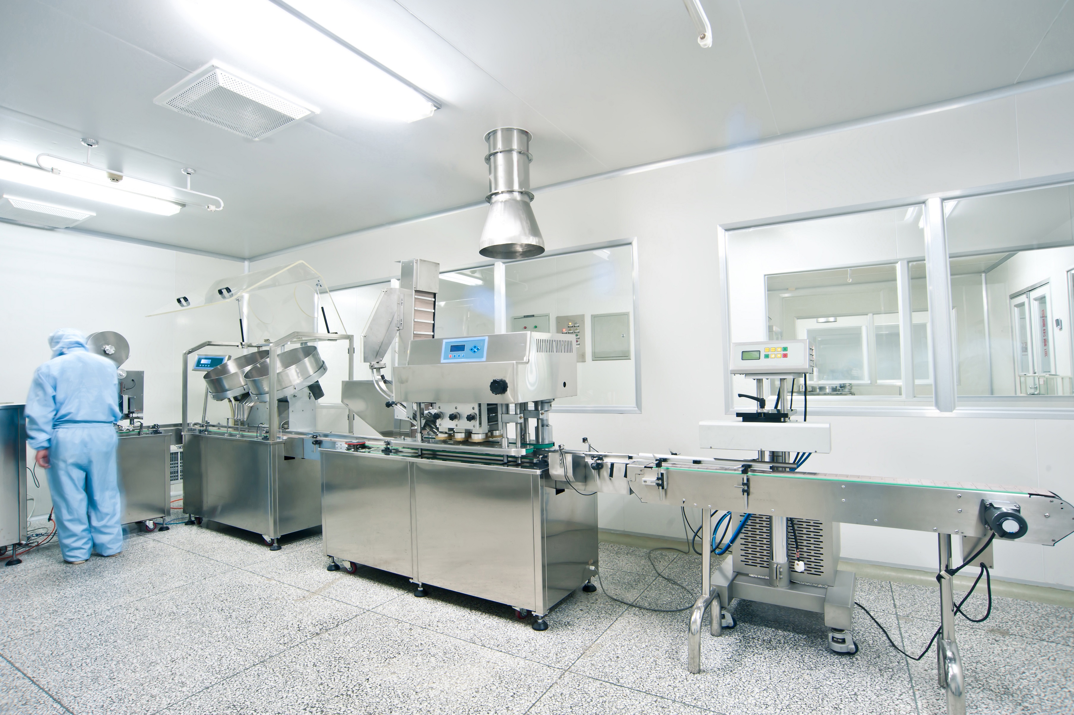 Modern laboratory clean room with precision air flow systems